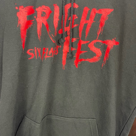 Just Hoods By AWDis Six Flags Fright Fest Long Sleeve Black Hoodie Size XL NWT - Picture 3 of 9